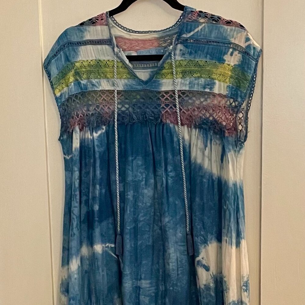 Tie Dyed Version of Free People/Carolina K Santana Boho Crochet Midi Dress S